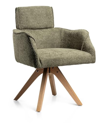 HowHomely grüner Esszimmerstuhl | gepolsterter Esszimmerstuhl 86x62x62 cm | moderner Stuhl mit Holzbeinen | weicher und ergonomisch geformter Küchenstuhl für Wohnzimmer oder Büro von HowHomely