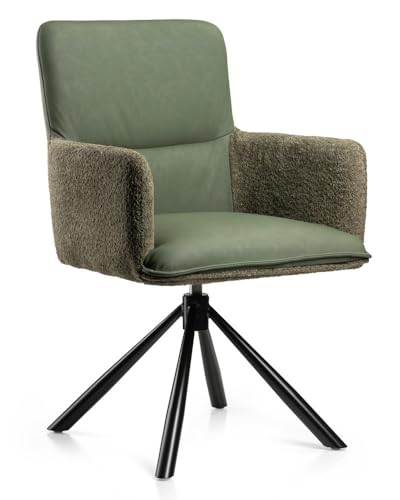 HowHomely grüner Esszimmerstuhl | gepolsterter Esszimmerstuhl 93x60x61 cm | moderner Stuhl mit Metallbeinen | weicher und ergonomisch geformter Küchenstuhl für Wohnzimmer oder Büro von HowHomely