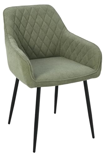 HowHomely grüner Esszimmerstuhl|gepolsterter Stuhl 87,5x57,5x60 |Stuhl mit schwarzen Metallbeinen|modernes Design ideal für Wohnzimmer und Küche von HowHomely