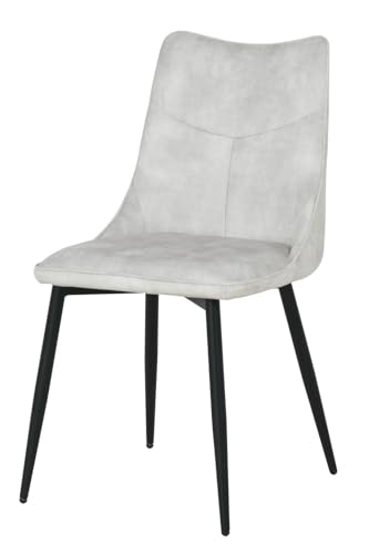 HowHomely hellgrauer Esszimmerstuhl | gepolsterter Esszimmerstuhl 88,5x47x59 cm | moderner Stuhl mit Metallbeinen | weicher und ergonomisch geformter Küchenstuhl für Wohnzimmer oder Büro von HowHomely