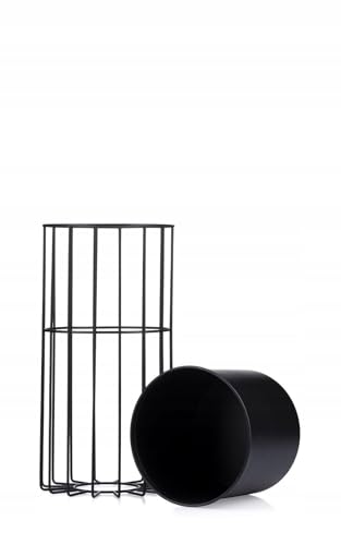 HowHomely runder Übertopf mit Gestell aus Metall schwarz 42x20x20 cm von HowHomely