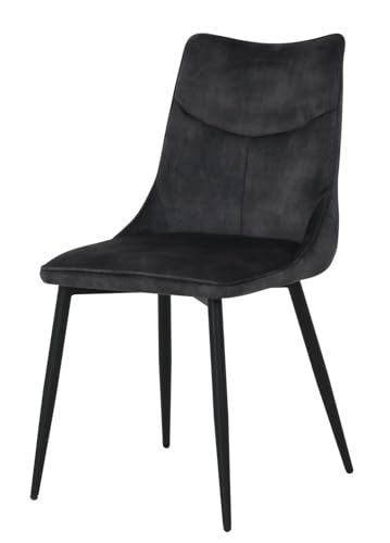 HowHomely schwarzer Esszimmerstuhl | gepolsterter Esszimmerstuhl 88,5x47x59 cm | moderner Stuhl mit Metallbeinen | weicher und ergonomisch geformter Küchenstuhl für Wohnzimmer oder Büro von HowHomely