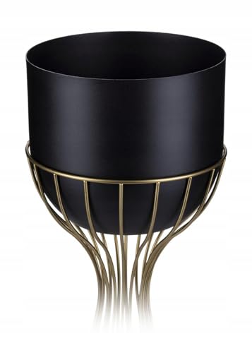 HowHomelyÜbertopf mit Gestell aus Metall Gold schwarz rund Glamour 68x20x20 cm von HowHomely