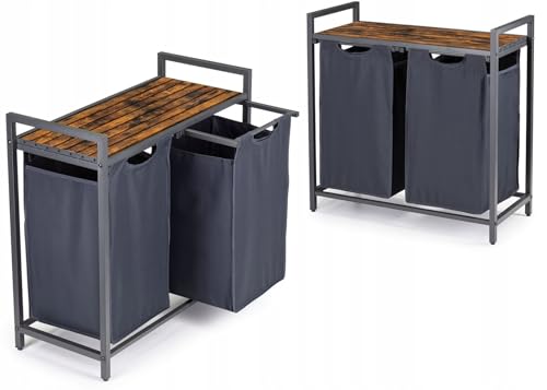 HowHomely Wäschekorb mit Ablage und 2 Fächern - Wäschesammler mit Abnehmbarem Wasserabweisenden Taschen - Solide Konstruktion aus MDF - Wäschesortierer für Badezimmer HowHomely Wäschekorb mit Ablage und 2 Fächern - Wäschesammler mit Abnehmbarem Wasserabweisenden Taschen - Solide Konstruktion aus MDF - Wäschesortierer für Badezimmer von HowHomely