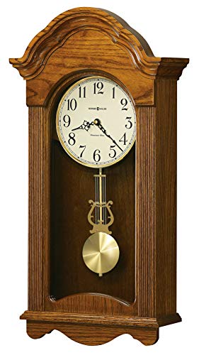 Howard Miller Cambria Wall Clock II 549-518 – Legacy Eichenholzrahmen, Vintage-Heimdekoration, Pendel aus gebürstetem Messing, Quarz, Einzelklingwerk von Howard Miller