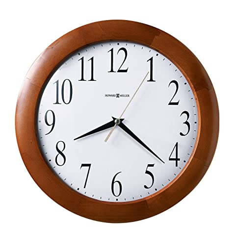 Howard Miller Corporate Wall Clock 625-214 - 12,75 Zoll Kirschholz-Gehäuse, moderner konvexer Glaskristall, runde Wohnkultur, weißes Zifferblatt, Quarz-Uhrwerk von Howard Miller
