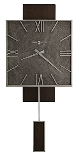 Howard Miller - Maclane Wanduhr - Modern - Espresso, Antique Silver, Black - Klein - Pendel - Wandhalterung - Batteriebetrieben - Analog - Schwarz - 2 AA - Erwachsener von Howard Miller