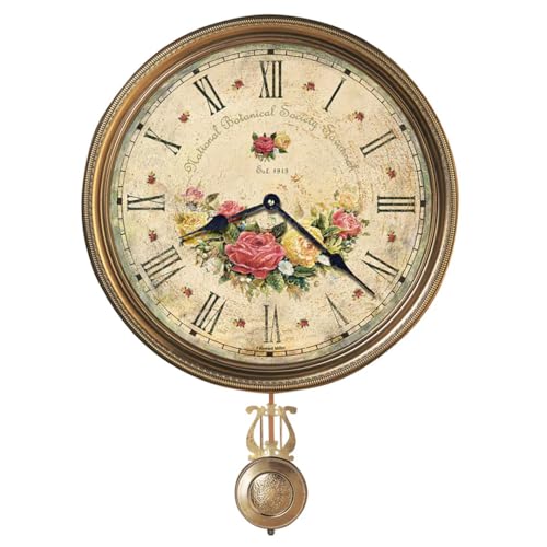 Howard Miller Savannah Botanical VII Wanduhr 620-440 - Pendel aus antikem Messing, Lünette mit Messing-Finish, Quarzwerk, automatische Anpassung an Sommerzeit von Howard Miller