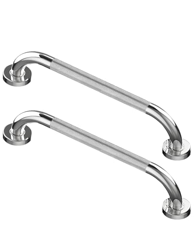 Howdah Haltegriffe für Senioren 40 CM Verchromt Edelstahl Badezimmer Haltegriff, Dusche Griff, Bad Griff, Haltegriffe Senior für Badezimmer mit Rutschfestem Muster 2 Stück von Howdah