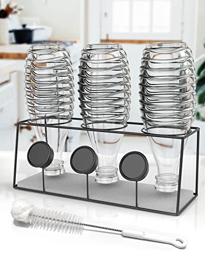 Howdah Abtropfgestell Flaschen Flaschenhalter für SodaStream Duo Küche Soda Flaschen Abtropfständer Rack Edelstahl 3 Sodaflaschen und Flaschendeckel mit Schnell Schwarz von Howdah