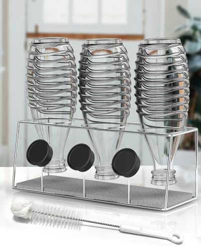 Howdah Flaschenhalter für SodaStream Abtropfgestell Flaschen Duo Küche Soda Rack Edelstahl Silber 3 Sodaflaschen und Flaschendeckel mit Schnell Trocknenden Saugfähige Kieselgur und Bürste von Howdah