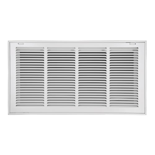 Howeall 61 cm B x 30,5 cm H [Kanalöffnungsgröße] Stahl-Rückluftfiltergitter – abnehmbare Seite/Tür für 2,5 cm Filter – HVAC-Entlüftungsabdeckung – Weiß [Außenmaße (B x H): 66 5/8 x 37 cm von Howeall