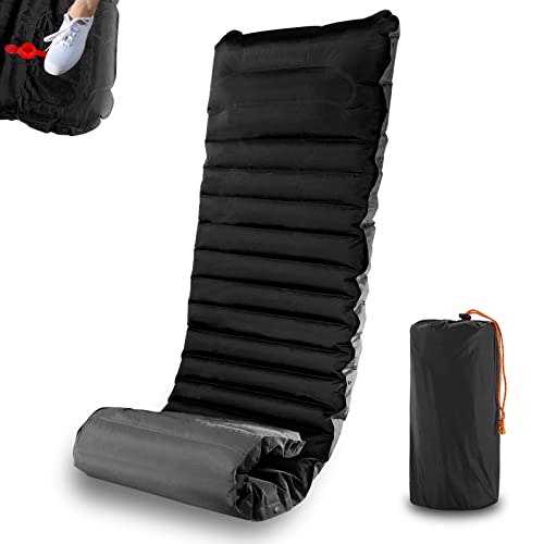 Howeet Camping Schlafmatte Selbstaufblasende Campingmatte Fußpresse Aufblasbare Matte Ultraleichte Aufblasbare Schlafmatte wasserdichte Matratze 3.9in Verdickte Doppelschlafmatte(Black) von Howeet