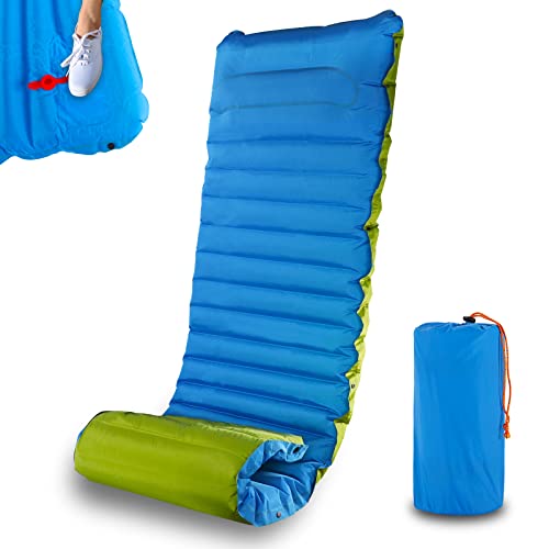 Howeet Camping Schlafmatte Selbstaufblasende Campingmatte Fußpresse Aufblasbare Matte Ultraleichte Aufblasbare Schlafmatte wasserdichte Matratze 3.9in Verdickte Doppelschlafmatte(Blue) von Howeet