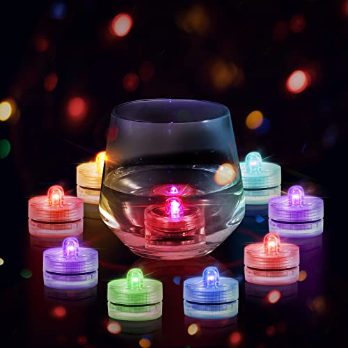 Howeifull LED Kerzen Teelichter 24 Stück, RGB Mini Unterwasser Licht, Batteriebetriebenes Flammenlose Teichbeleuchtung für Pool, Aquarium, Vase, Badewanne, Spa, Party, Festival von Howeifull