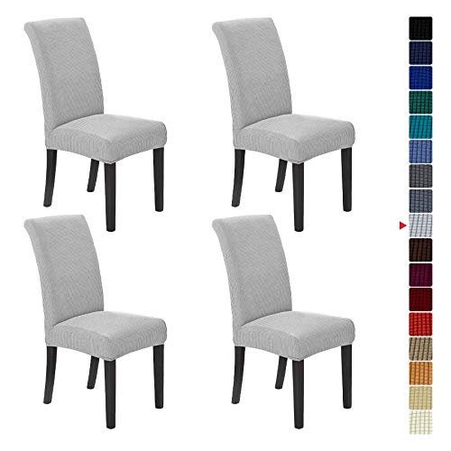 Howhic Stretch-Stuhlhussen für Esszimmer 2er-Set, abnehmbare, waschbare Esszimmerstühle, Esszimmerstühle, Schonbezüge Sitzschutz, tolle Heimdekoration und Bankett-Polsterung (Silber, 4 Stück) von Howhic