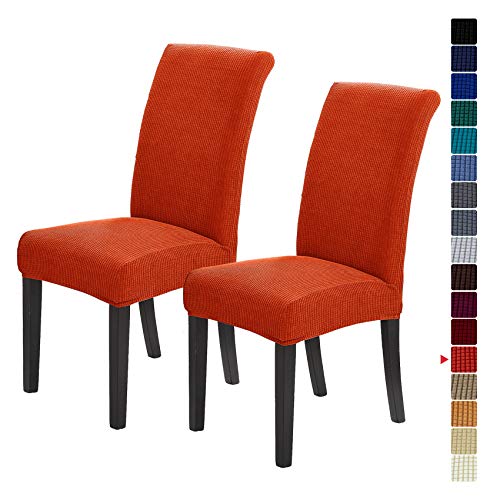 Howhic Stretch-Stuhlhussen für Esszimmer 2er-Set, abnehmbare, waschbare Esszimmerstühle, Esszimmerstuhlhusse, Sitzschutz, tolle Heimdekoration und Bankett-Polsterung (pürierter Kürbis, 2 Stück) von Howhic