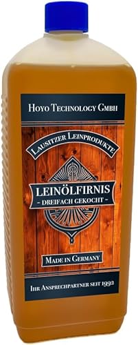 1 Liter Leinöl Firnis Leinölfirnis lebensmittelecht für Holzschutz dreifach gekocht und harzfrei von Hoyo Technology GmbH