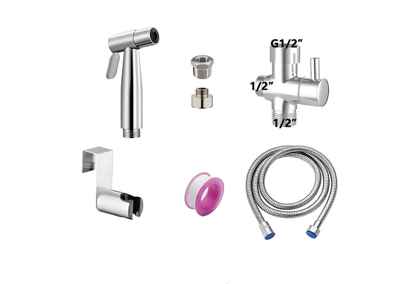 HoyoLee Handels GmbH Badezimmer-Set Edelstahl-Toilettenhandbrause, fünfteiliges Set, (5-St) von HoyoLee Handels GmbH