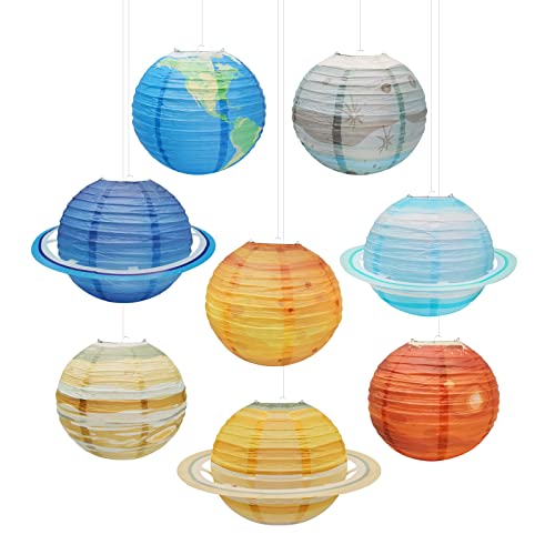 8PCS Papierlaternen Planeten Himmelskörper Lampions Lampenschirm Sonnensystem Laterne Deko für Kinder Thema Geburtstagsfeier Taufe Zimmerdeko Hängende Dekorationen (30x30cm) von Hoypeyfiy