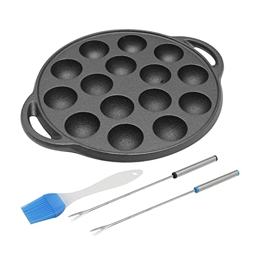 Pancake Pan Poffertjes Takoyaki Aebleskiver Ebelskiver Pan – 15 Holes Cast Iron Grill Pan Cooking with Porcelain Enamel Coating Compatible with All Induction Stove von Hoypeyfiy