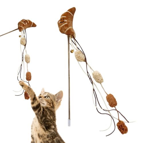 Hozaenwa Katzenspielangel | Haustierspielzeug in Form von Futter | Interaktive Angel Mit Glöckchen Zur Jagdsimulation Für Bewegung Und Beschäftigung von Hozaenwa