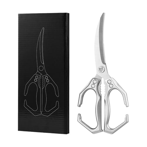 Hozaenwa Küchenschere Für Lebensmittel,2 In 1 Fleischschere Mit Nussknacker | Robuste Edelstahl Multifunktions Küchenschere für Obst Salat von Hozaenwa