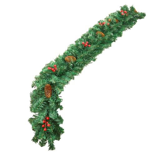 Hozaenwa Realistische Weihnachtsgirlande - 9 Ft Weihnachtsgirlande Für Zuhause - Künstliche Rankengirlande Mit Rote Beeren Und Tannenzapfen Realistische Deko | Für Zuhause Tisch Kaminsims Wand Outdoor von Hozaenwa