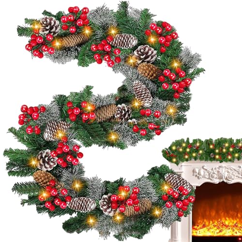 Hozaenwa Weihnachtsgirlanden Zur Dekoration - Wetterfeste Beleuchtete Weihnachtsgirlande - Künstliche Leichte Deko Mittelstück Für Wand Haus Tür Innenraum Außenbereich Party Hozaenwa Weihnachtsgirlanden Zur Dekoration - Wetterfeste Beleuchtete Weihnachtsgirlande - Künstliche Leichte Deko Mittelstück Für Wand Haus Tür Innenraum Außenbereich Party von Hozaenwa