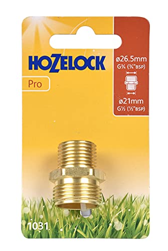 Hozelock Tricoflex 1031 0000 Messing Reduziernippel 1/2 x 3/4 Zoll AG, Gold, 12 x 7 x 3.25 cm von Hozelock