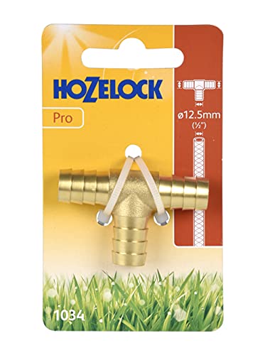 Hozelock Tricoflex 1034 0000 Messing T-Stück Durchmesser 12,5 mm, Gold, 12 x 7 x 1.8 cm von Hozelock
