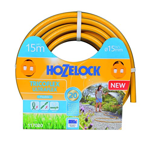 HOZELOCK - Tricoflex Ultraflex Schlauch Ø 15mm (5/8") 15 M: Flexibler Gartenschlauch, Wetterfest, Verdrehungs- und Verwindungsresistent, aus 40% recyceltem PVC [117020] von Hozelock