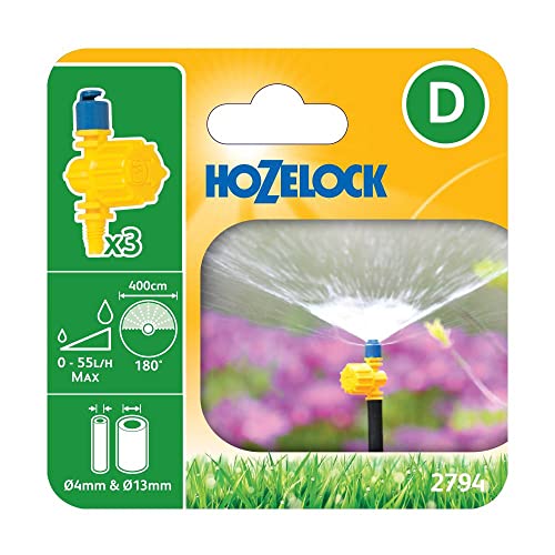 Spritzdüse von Hozelock, 180 Grad einstellbarer Mikro-Jet, 4/13 mm, 3 Stück. von Hozelock