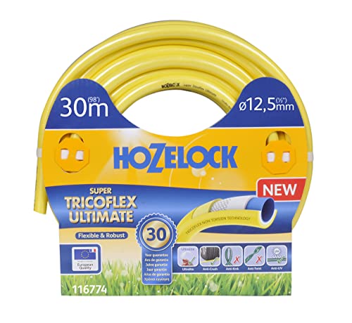 HOZELOCK - Super Tricoflex Ultimate Ø 12,5mm (1/2") 30 M Schlauch: leichter, robuster und formstabiler Gartenschlauch mit "TNT Non Torsion" und "Soft&Flex" Technologien, 40% recyceltes PVC [116774] von Hozelock