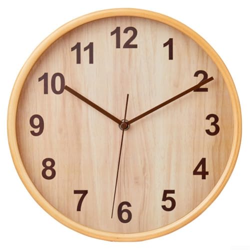 28cm Wanduhr Lautlos Quarz Holzuhr Ohne Ticken für Wohnzimmer Schlafzimmer Büro Batteriebetrieben von HpLive