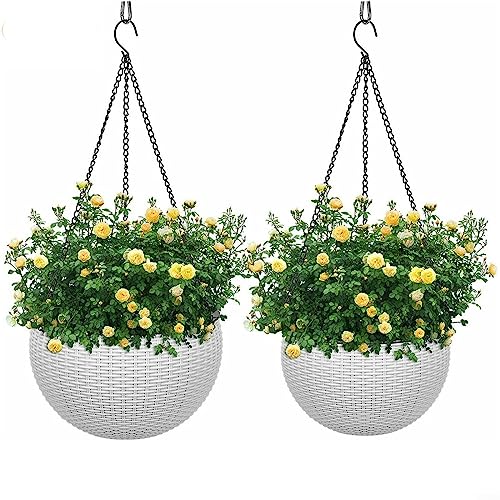 2pcs Hängende Selbstbewässerung Hängekorb Blume Blumentopf Weiß Hängekörbe Outdoor von HpLive