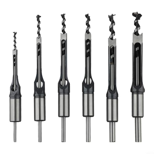 6/7 Stück Platz Loch Auger Bohrer Bit Set Stemmen Holzbearbeitung Säge Stemmen Meißel Quadratisches Stemmmeißel Set (6PCS) von HpLive