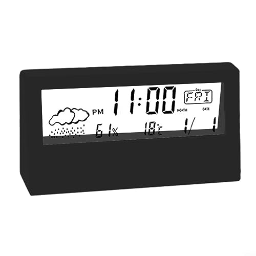 Digitaler Wecker Temperatur Luftfeuchtigkeit Uhr Thermo-Hygrometer Uhr Kreative Wetteranzeige Elektronischer Wecker - Schwarz von HpLive