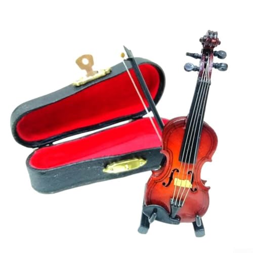 Holz Violine Spielzeug, Miniatur Violine Mini Violine Modell Mit Ständer, Bogen, Koffer (10CM) von HpLive