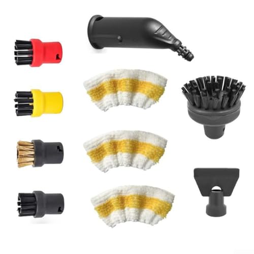 HpLive 10 Stück Dampfreiniger Zubehör Set für Karcher SC1-SC5 Serie, mit Rundbürsten Düsen und Mikrofasertüchern für vielseitige Boden- und Oberflächenreinigung(Steam Suit L) von HpLive