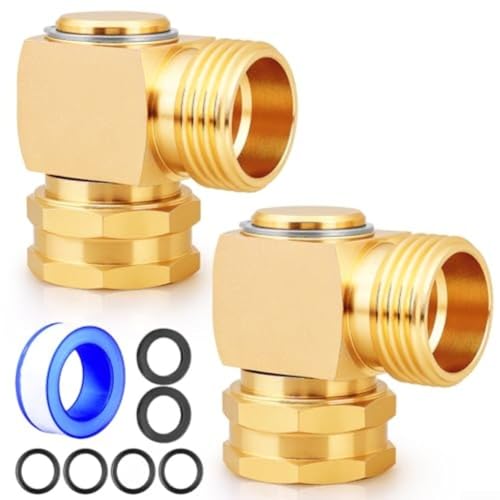 HpLive 2/4 Stück Messing Gartenschlauch Winkelverbinder 90 Grad Schwenk Anschluss 3/4 Zoll GHT Schlauchadapter für Bewässerung(2pcs) von HpLive