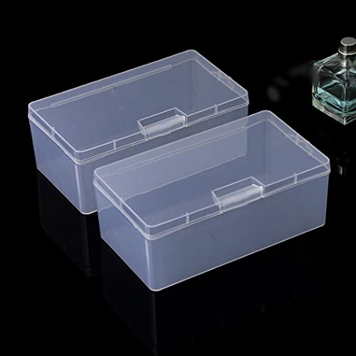 HpLive 2/5 Stück kleine, transparente Aufbewahrungsbox aus Kunststoff, rechteckig, transparent, Aufbewahrungsbox aus Kunststoff mit Deckel für Pillen, Perlen, Schmuck von HpLive