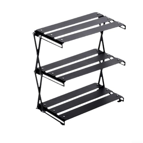 HpLive 3-Etagen Campingregal Tragbarer Klapptisch Outdoor Aufbewahrungsregal Metallregal für Garten Picknick Grillen Schwarz von HpLive