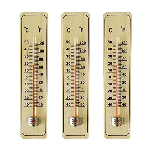 HpLive 3 Stück Analoges Innenthermometer, Holzthermometer Thermometer Gartenthermometer Analog aus Holz für Innen und Außen von HpLive