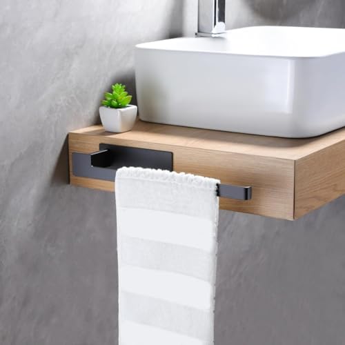 HpLive 35cm Selbstklebender Handtuchhalter Edelstahl Doppel Handtuchstange ohne Bohren Badezimmer Küche, Schwarz von HpLive