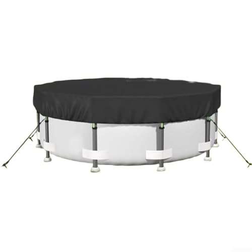 HpLive 420D Oxford Runder Poolabdeckung für Aufstellpools mit Befestigungsband Pool Plane Schutzabdeckung(12ft) von HpLive