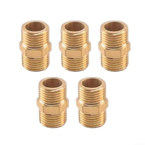 HpLive 5 Stück Set Messing Wasserzulaufrohr Verbinder Doppelgewinde Außengewinde Anschluss für Waschmaschine Gartenschlauch(20mm) von HpLive