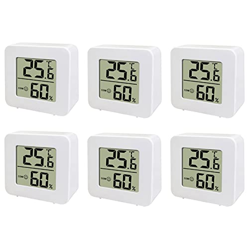 HpLive 6 Stück Mini Thermometer für Innenräum, Raumthermometer Digital Innen, Feuchtemessgerät Temperatur Monitor für Innenraum von HpLive