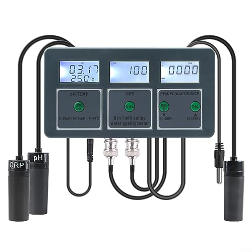 HpLive 8 in 1 Digital Tuya WiFi WiFi Temperaturmessgerät, Wasserqualität Tester， PH, SALT, ORP, TDS,S.G, CF, TEMP,EC Messgerät, für Wasser, Aquarium, Teich, Pool von HpLive