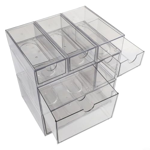 HpLive Acryl Schubladenbox Transparent Schmink Organizer Kosmetik Aufbewahrung für Schreibtisch und Kommode(H) von HpLive